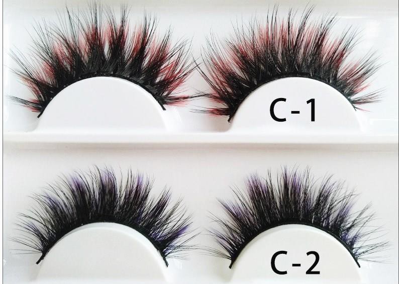 شلاق های رنگی Faux Mink Lashes 3D Style (8)