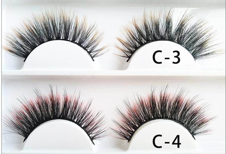 شلاق های رنگی Faux Mink Lashes 3D Style (10)
