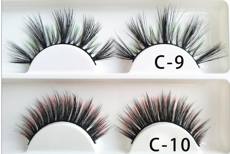 شلاق های رنگی Faux Mink Lashes 3D Style (9)