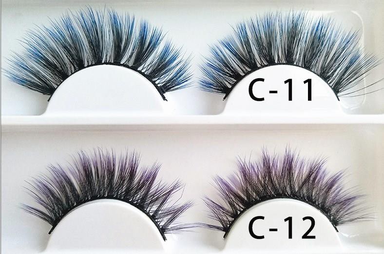شلاق های رنگی Faux Mink Lashes 3D Style (6)