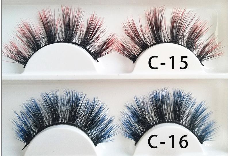 شلاق های رنگی Faux Mink Lashes 3D (11)